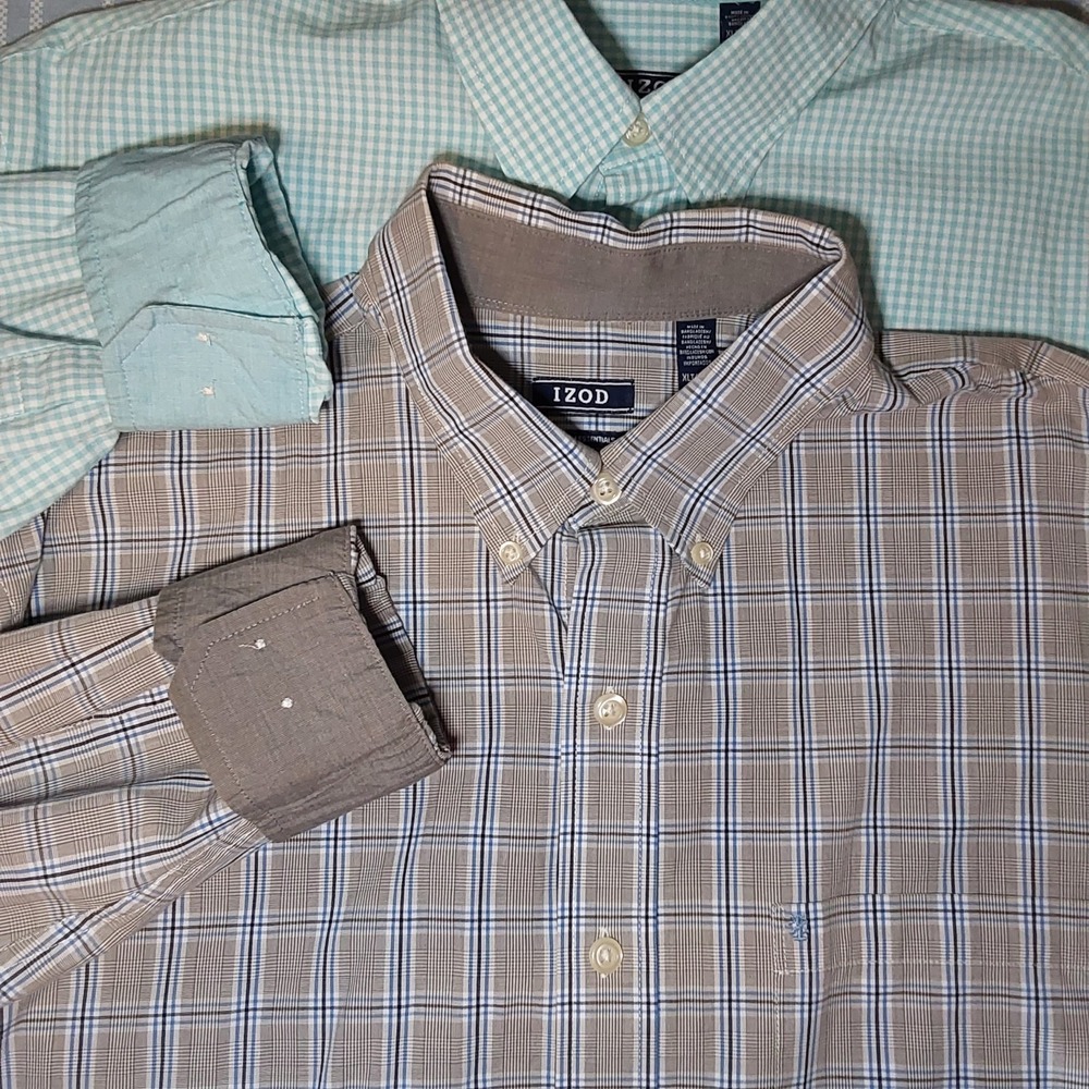 IZOD Men's  LOT OF‎ 2... Size XLT Long Sleeve Premium Essentials Dress Shirts